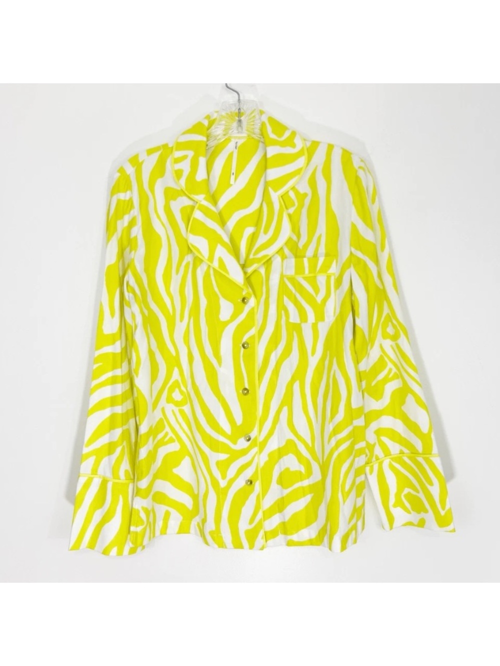 ✨ Anthropologie Zebra Citron Chartreuse Animal Print Pajamas Top Size Small NWT